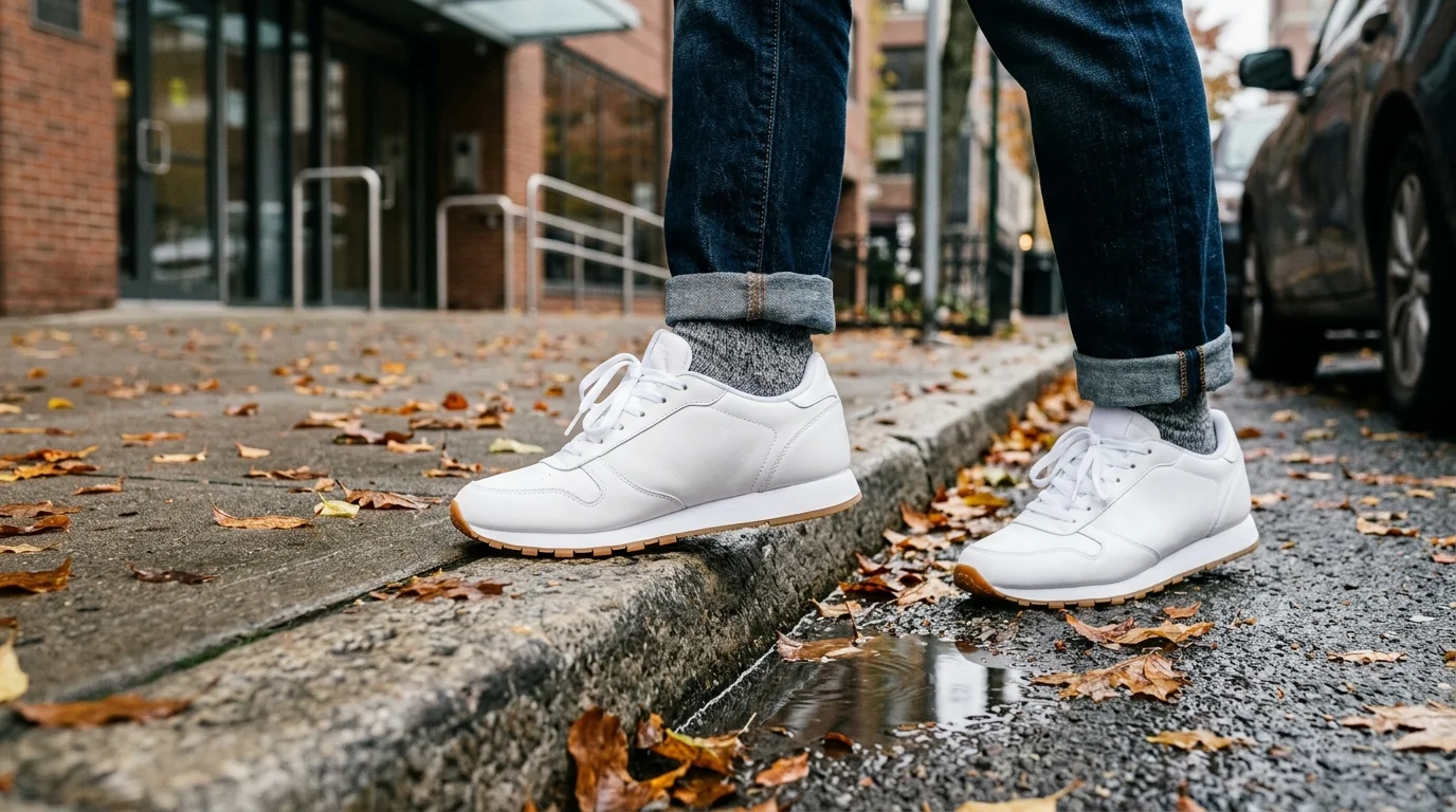 New Balance White Lace-Up Sneakers for Fall & Winter
